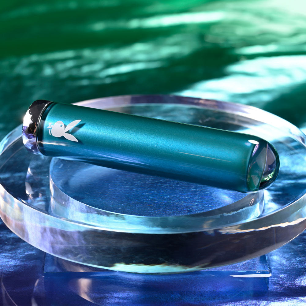 Playboy Pleasure EMERALD - Blue 9.1 cm USB Rechargeable Glass Tipped Bullet