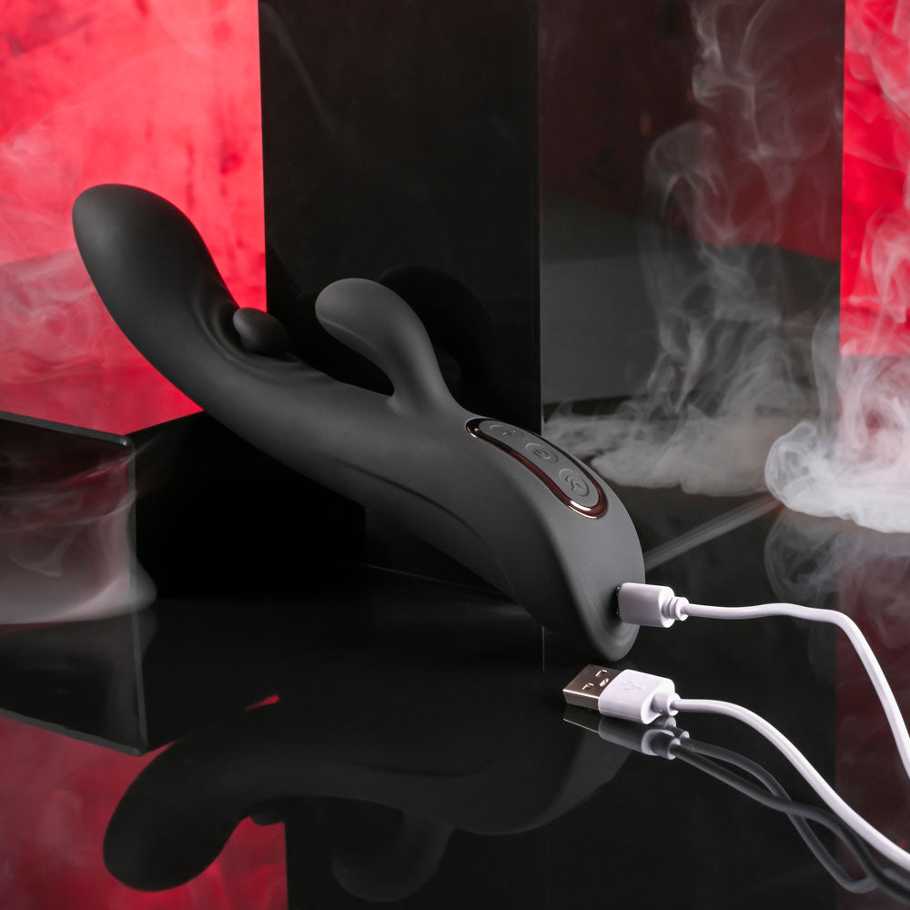 Playboy Pleasure THATS THE SPOT - Black 23.3 cm USB Rechargeable Rabbit Vibrator with G-Spot Ta