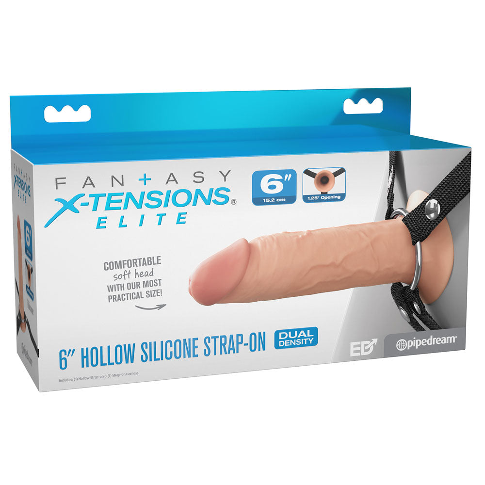 FX Elite 6 Silicone Hollow Strap-On - Flesh - Flesh 15.2 cm Hollow Strap-On