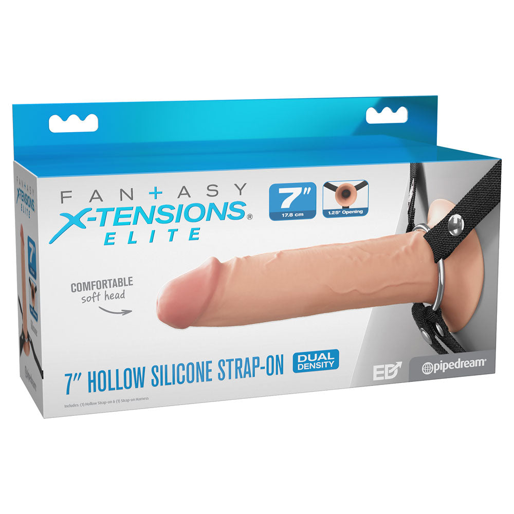 FX Elite 7 Silicone Hollow Strap-On - Flesh - Flesh 17.8 cm Hollow Strap-On