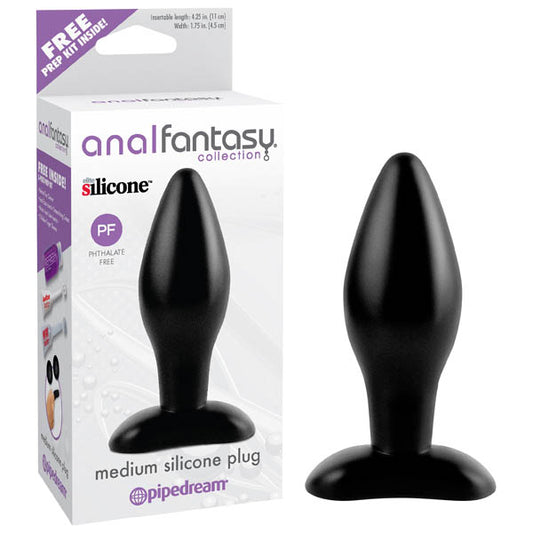 Anal Fantasy Collection Medium Silicone Plug - Black 11 cm (4.25) Butt Plug