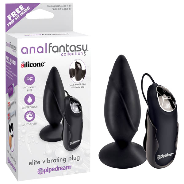 Anal Fantasy Collection Elite Vibrating Plug - Black 9.5 cm (3.5) Vibrating Butt Plug