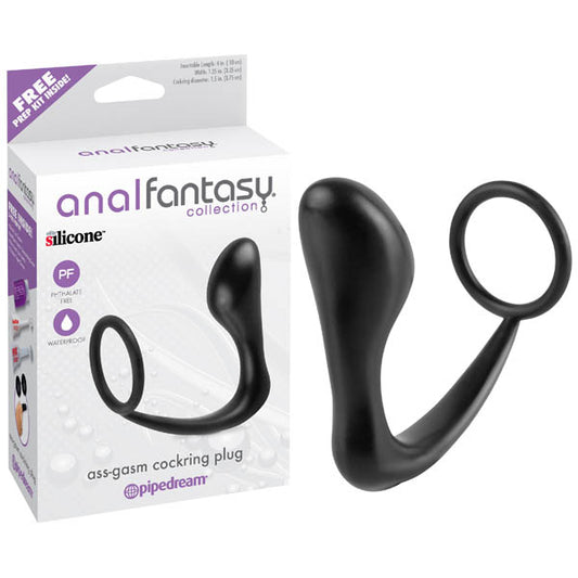 Anal Fantasy Collection Ass-gasm Cock Ring Plug - Black 10 cm (4) Prostate Massager with Cock R