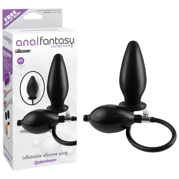 Anal Fantasy Collection Inflatable Silicone Plug - Black 10.8 cm (4.25) Inflatable Butt Plug