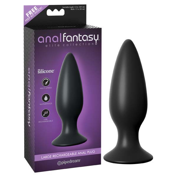 Anal Fantasy Elite Collection Large Rechargeable Anal Plug - Black 13.5 cm (5.3) USB Rechargeab