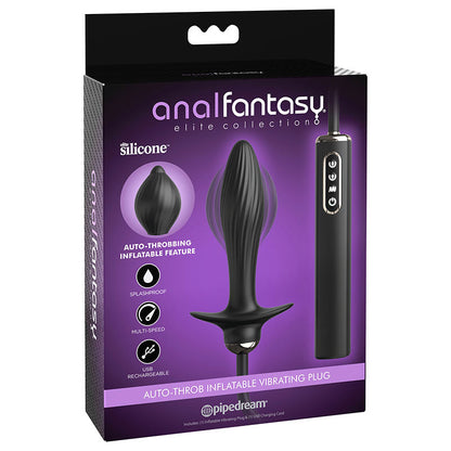 Anal Fantasy Elite Auto Throb Inflatable Vibrating Plug - Black 13 cm USB Rechargeable Inflatat