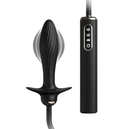 Anal Fantasy Elite Auto Throb Inflatable Vibrating Plug - Black 13 cm USB Rechargeable Inflatat