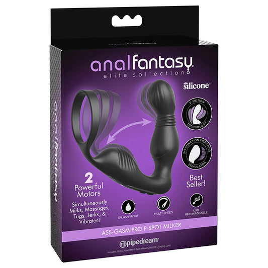 Anal Fantasy Elite Ass-Gasm P-Spot Milker - Black USB Rechargeable Prostate Massage with Cock R