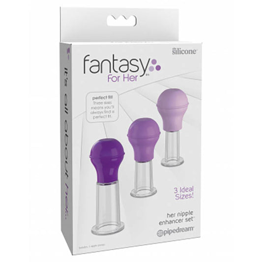 Fantasy For Her Nipple Enhancer Set - Nipple Pump Set - Set of 3 Sizes