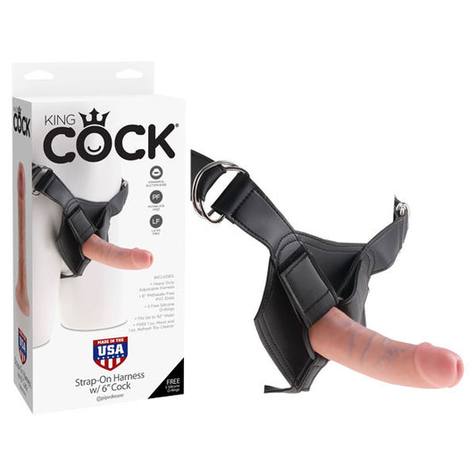 King Cock Strap-On Harness With 6 Dong - Flesh 15.2 cm (6) Strap-On