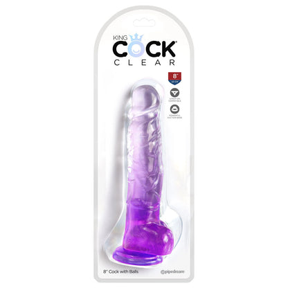 King Cock Clear 8 Cock with Balls - Purple - Purple 20.3 cm Dong