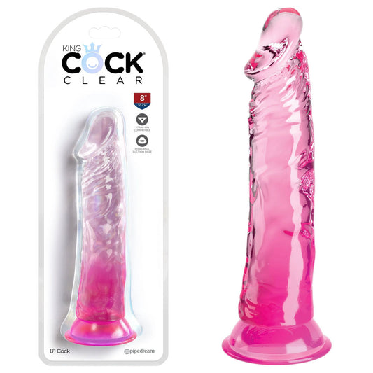 King Cock Clear 8 Cock - Pink - Pink 20.3 cm Dong