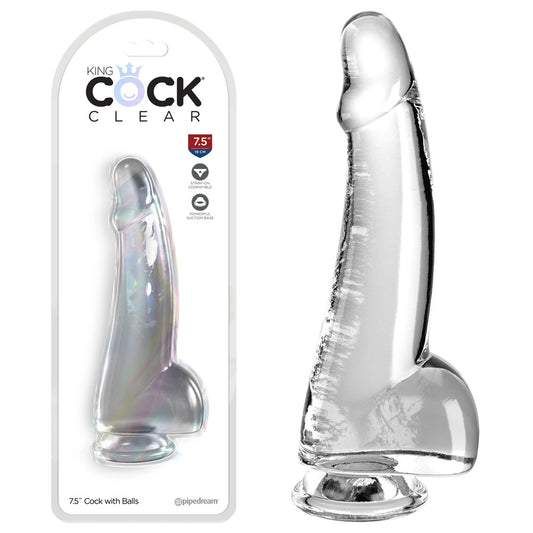 King Cock Clear 7.5 Cock with Balls - Clear 19 cm Dong