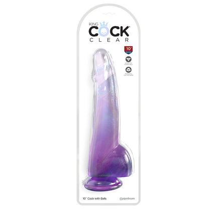 King Cock Clear 10 Cock with Balls - Purple - Purple 25 cm Dong