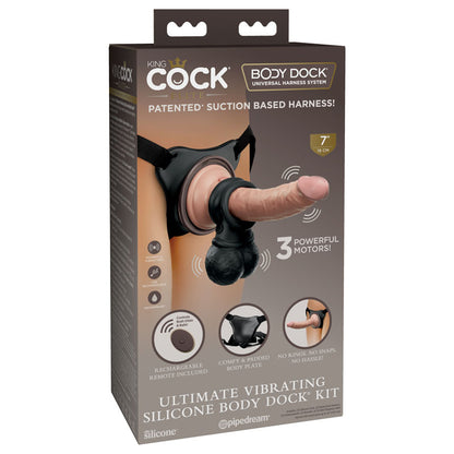 King Cock Elite Ultimate Vibrating Silicone Body Dock Kit - Body Dock Strap-On Harness with 17.