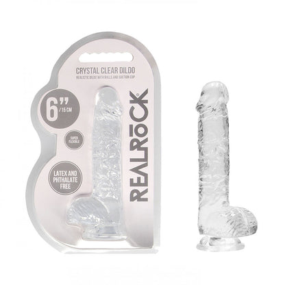 REALROCK 6 Realistic Dildo With Balls - Clear 15.2 cm Dong