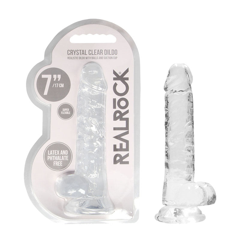 REALROCK 7 Realistic Dildo With Balls - Clear 17.8 cm Dong