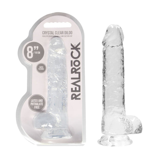 REALROCK 8 Realistic Dildo With Balls - Clear 20.3 cm Dong