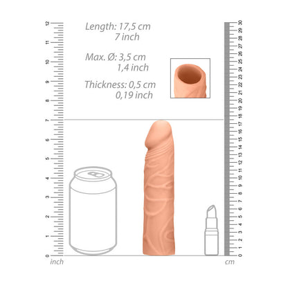 REALROCK 7 Penis Extender - Flesh 17.8 cm Penis Extension Sleeve