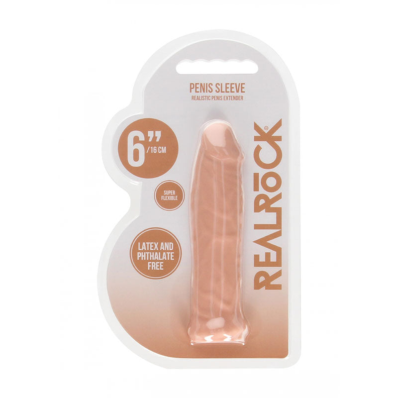 REALROCK 6 Realistic Penis Sleeve - Flesh 15.2 cm Penis Extension Sleeve