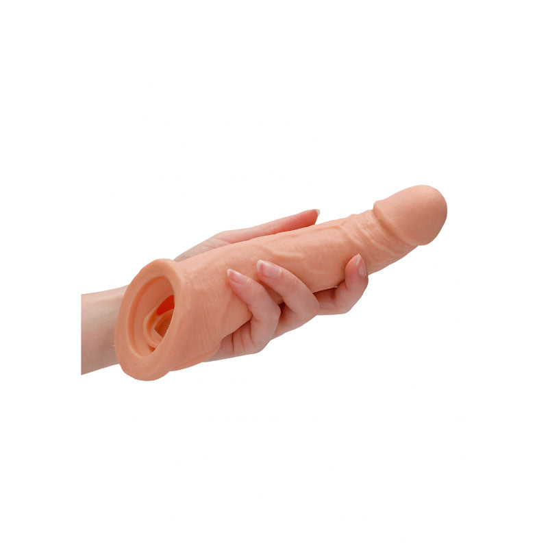 REALROCK 8 Realistic Penis Extender with Rings - Flesh 20.3 cm Penis Extension Sleeve