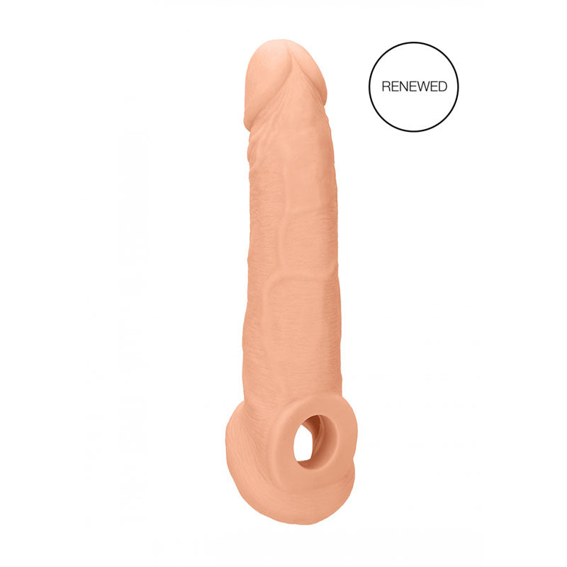 REALROCK 9 Realistic Penis Extender with Rings - Flesh 22.9 cm Penis Extension Sleeve