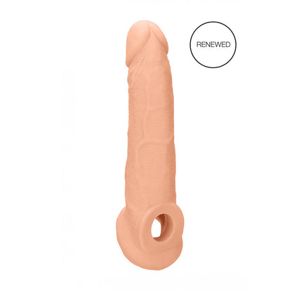 REALROCK 9 Realistic Penis Extender with Rings - Flesh 22.9 cm Penis Extension Sleeve