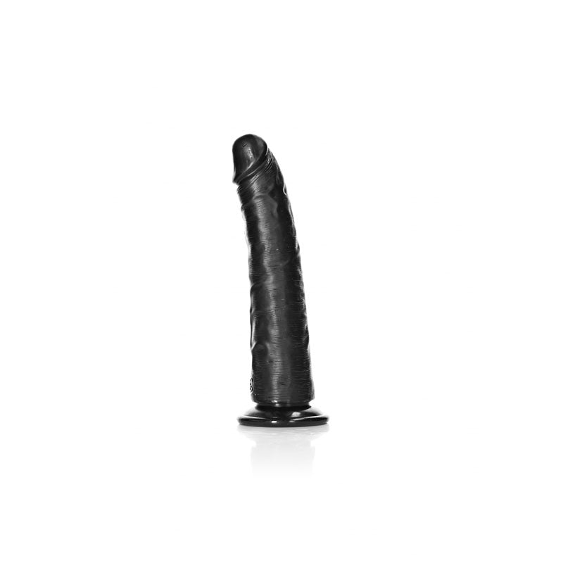 REALROCK Realistic Slim Dildo with Suction Cup - 18cm - Black 18 cm (7) Dong