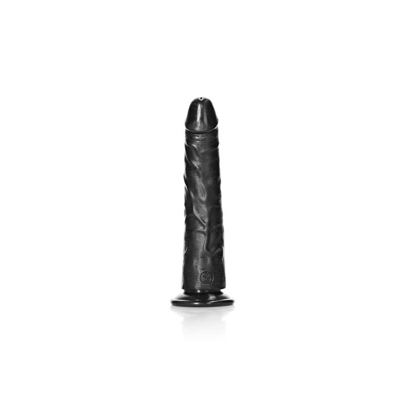 REALROCK Realistic Slim Dildo with Suction Cup - 18cm - Black 18 cm (7) Dong