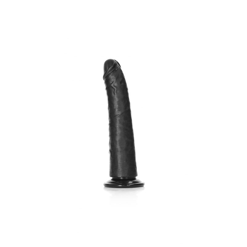 REALROCK Realistic Slim Dildo with Suction Cup - 18cm - Black 18 cm (7) Dong