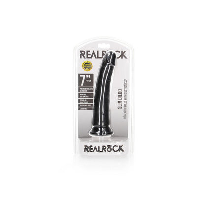 REALROCK Realistic Slim Dildo with Suction Cup - 18cm - Black 18 cm (7) Dong