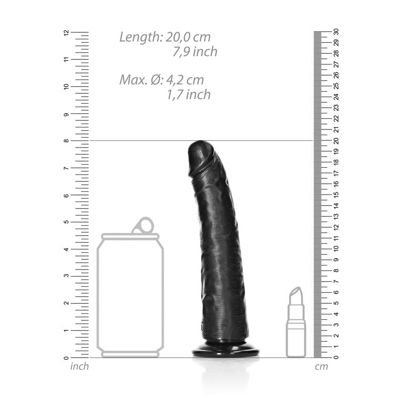 REALROCK Realistic Slim Dildo with Suction Cup - 18cm - Black 18 cm (7) Dong