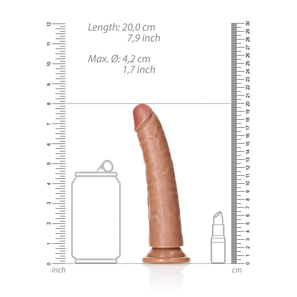 REALROCK Realistic Slim Dildo with Suction Cup - 18cm - Tan 18 cm (7) Dong