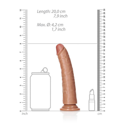 REALROCK Realistic Slim Dildo with Suction Cup - 18cm - Tan 18 cm (7) Dong