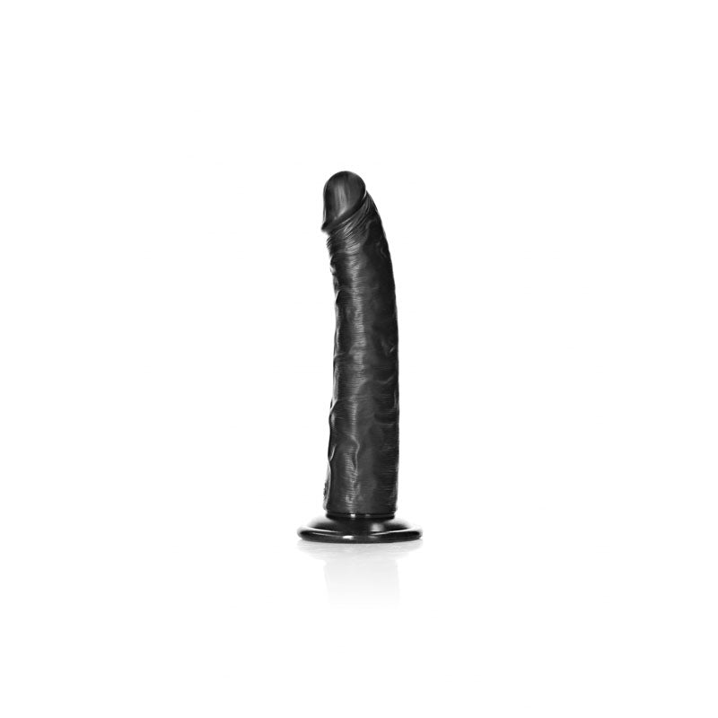 REALROCK Realistic Slim Dildo with Suction Cup - 20.5cm - Black 20.5 cm (8) Dong