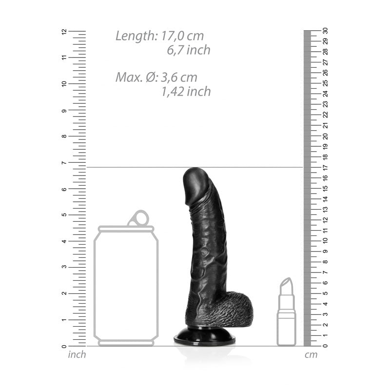 REALROCK Realistic Regular Curved Dong with Balls - 15.5 cm - Black 15.5 cm (6) Dong