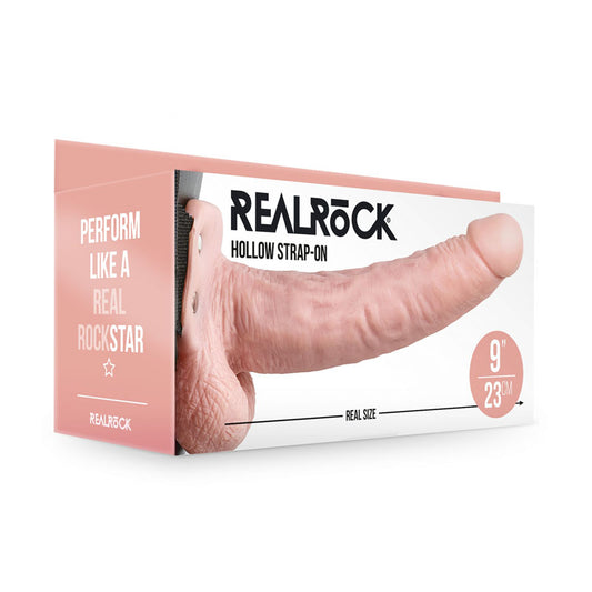 REALROCK Hollow Strapon with Balls - 23 cm Flesh - Flesh 23 cm Hollow Strap-On