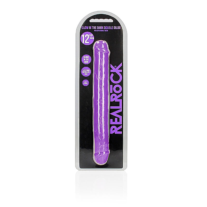 REALROCK 30 cm Double Dong Glow - Purple - Purple 30 cm (12) Double Dong