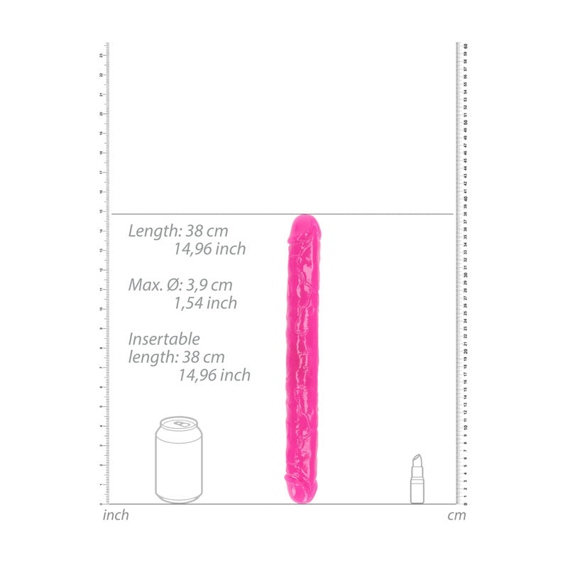 REALROCK 38 cm Double Dong Glow - Pink - Pink 38 cm (15) Double Dong