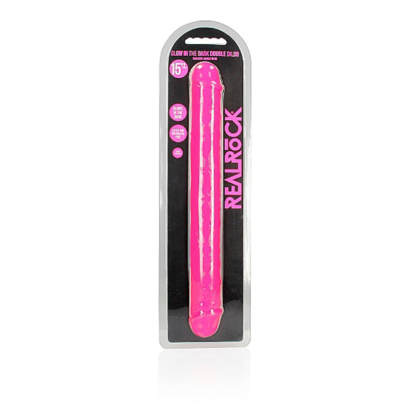 REALROCK 38 cm Double Dong Glow - Pink - Pink 38 cm (15) Double Dong