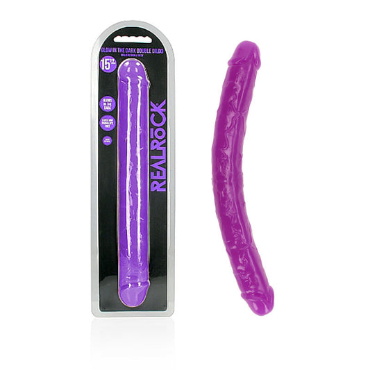 REALROCK 38 cm Double Dong Glow - Purple - Purple 38 cm (15) Double Dong