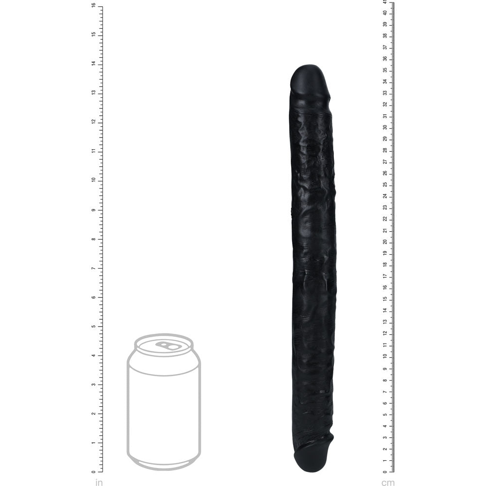 REALROCK 35cm Slim Double Dildo - Black - Black 35 cm (14) Double Dong