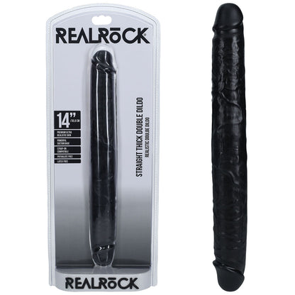 REALROCK 35cm Thick Double Dildo - Black - Black 35 cm (14) Thick Double Dong