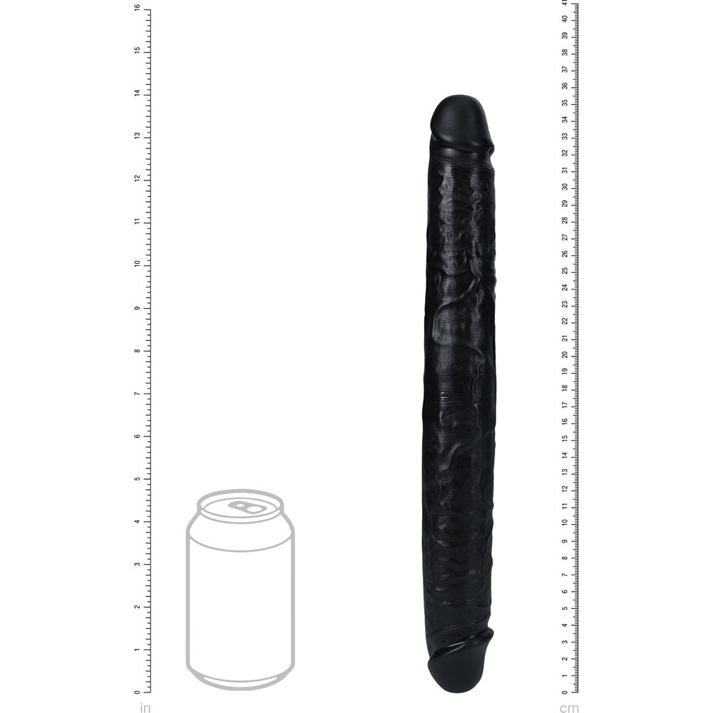 REALROCK 35cm Thick Double Dildo - Black - Black 35 cm (14) Thick Double Dong