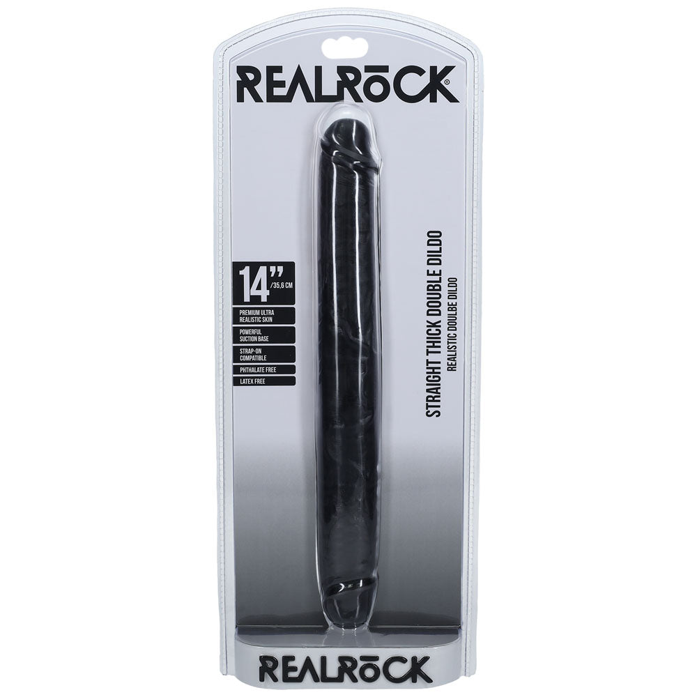 REALROCK 35cm Thick Double Dildo - Black - Black 35 cm (14) Thick Double Dong