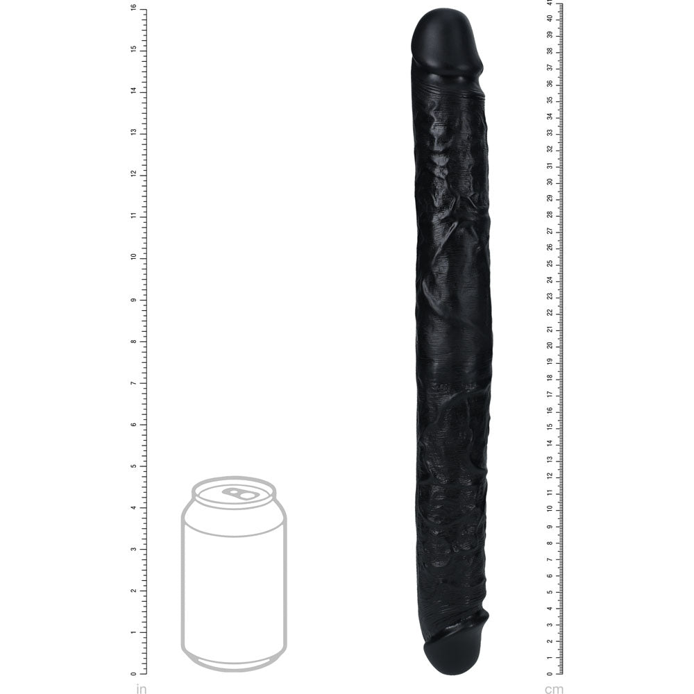 REALROCK 40cm Thick Double Dildo - Black - Black 40 cm (16) Thick Double Dong