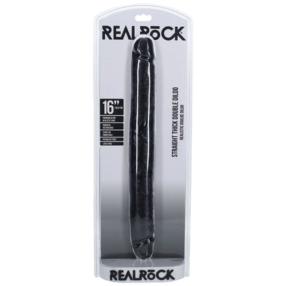 REALROCK 40cm Thick Double Dildo - Black - Black 40 cm (16) Thick Double Dong