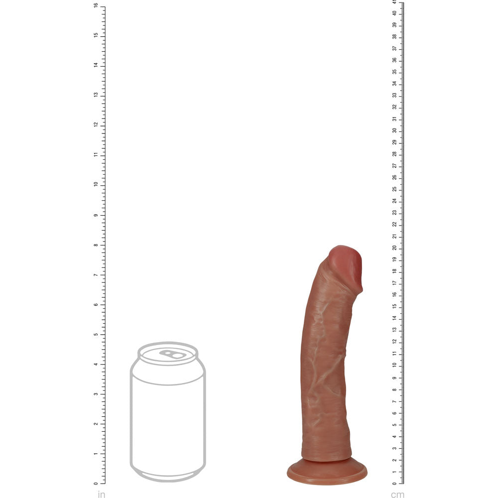 REALROCK 20cm Vibrating Cock - Tan - Tan 20.3 cm (8) USB Rechargeable Vibrating Dong