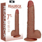 REALROCK 18cm Vibrating Cock + Balls - Tan - Tan 17.8 cm (7) USB Rechargeable Vibrating Dong