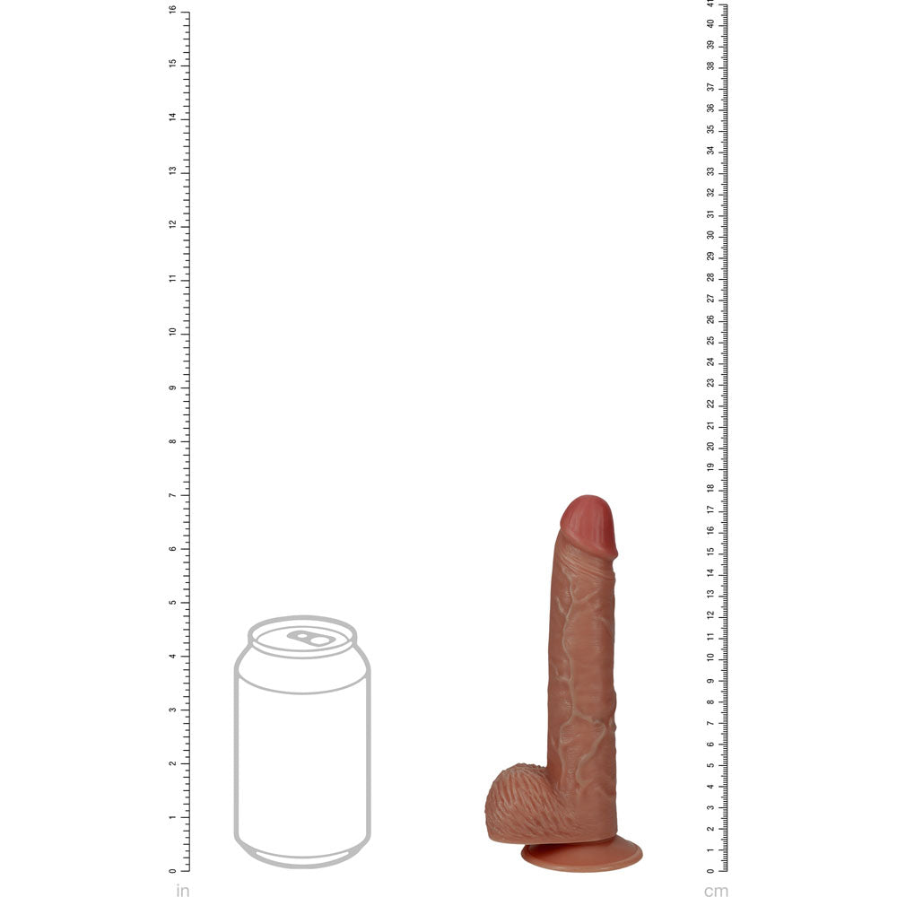 REALROCK 18cm Vibrating Cock + Balls - Tan - Tan 17.8 cm (7) USB Rechargeable Vibrating Dong